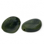 Acryl kralen irregular Moss green-white marble
