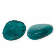 Acryl kralen irregular Teal green-multicolour-white marble