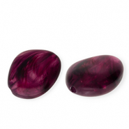 Acryl kralen irregular Aubergine purple-white marble