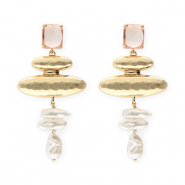Oorbellen / oorstekers van Crystal Glas met imitatieparels Light pink-gold-white