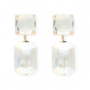 Oorbellen / oorstekers van Crystal Glas vierkant-rechthoek Transparent-transparent AB coating-gold