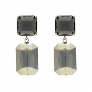 Oorbellen / oorstekers van Crystal Glas vierkant-rechthoek Dark grey-grey AB coating-gold