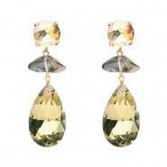 Oorbellen / oorstekers van Crystal Glas rond-organisch-druppel Amber orange-gold-champagne
