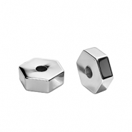 Acryl kralen hexagon Silver