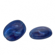 Acryl kralen ovaal Dark blue-multicolour-white marble