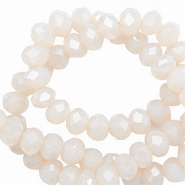Top Facet kralen 6x5 mm disc Soft white-pearl shine coating