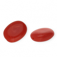 Acryl kralen ovaal Red-white marble