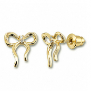 Brass TQ metaal oorbellen / oorstekers strik Gold