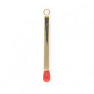 Roestvrij stalen (RVS) Stainless steel bedels lucifer Gold-red