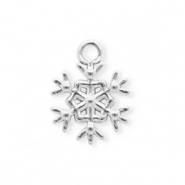 Roestvrij stalen (RVS) Stainless steel bedels sneeuwvlok Silver