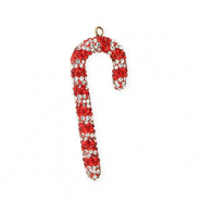 Statement hangers zuurstok met strass Red-silver