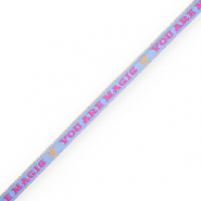 BY31® Lint met tekst "you are magic" Denim blue-magenta pink-warm yellow-gold