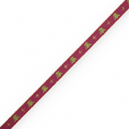 BY31® Lint met tekst kerstbomen & sterren Bordeaux-gold-green