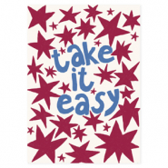 BY31® Sieraden kaartjes "Take it easy" Off white-burgundy red-denim blue