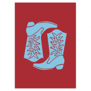 BY31® Sieraden kaartjes cowboylaars Burgundy red-light blue