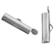 DQ metaal schuif eindkap 15X6mm Antiek zilver (nikkelvrij)