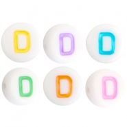 Letterkralen van acryl letter D Multicolor-Wit