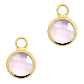 Hangers van crystal glas 8mm Pink crystal-gold