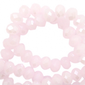 Top Facet kralen 4x3 mm disc Light pink-Pearl shine coating