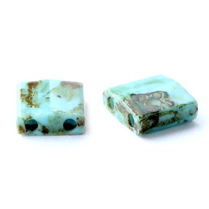 Miyuki kralen tila 5x5mm Opaque picasso turquoise blue TL-4514