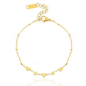Roestvrij stalen (RVS) Stainless steel armbanden hearts & stars Goud