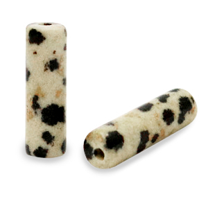Natuursteen kralen dalmatian stone tubes Greige