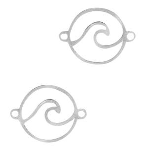 Roestvrij stalen (RVS) Stainless steel bedels tussenstuk waves Zilver