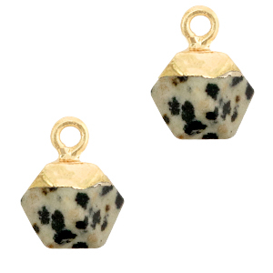 Natuursteen hangers dalmatian stone hexagon Greige-gold