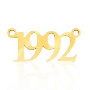 Roestvrij stalen (RVS) Stainless steel bedels/tussenstuk jaartal 1992 Goud