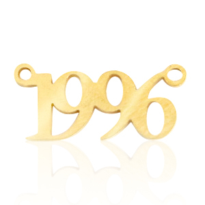 Roestvrij stalen (RVS) Stainless steel bedels/tussenstuk jaartal 1996 Goud