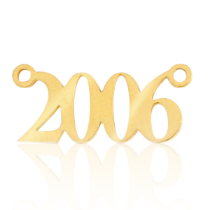 Roestvrij stalen (RVS) Stainless steel bedels / tussenstuk jaartal 2006 Goud