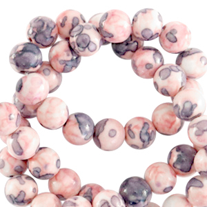 6 mm natuursteen kralen rond Light pink-blue