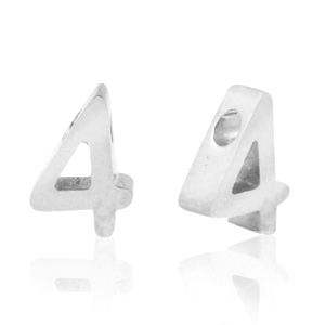 Roestvrij stalen (RVS) Stainless steel kralen cijfer 4 Zilver