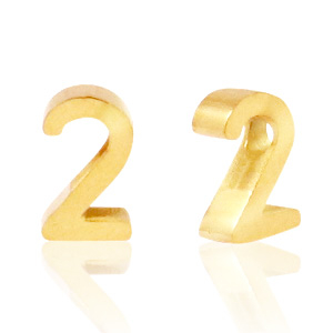 Roestvrij stalen (RVS) Stainless steel kralen cijfer 2 Goud