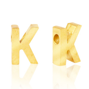 Roestvrij stalen (RVS) Stainless steel kralen letter K Goud