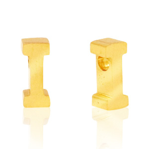 Roestvrij stalen (RVS) Stainless steel kralen letter I Goud