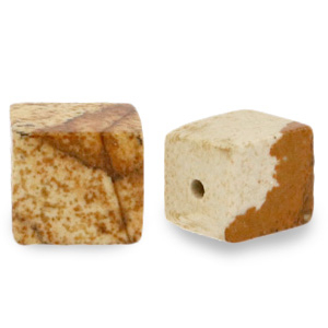 Natuursteen kralen dalmatian stone square 4mm Porcini brown