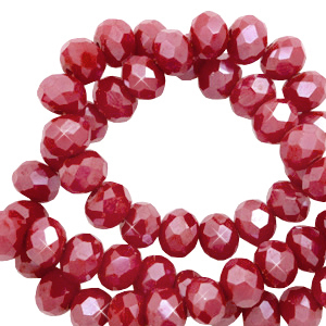 Top Facet kralen 6x4 mm disc Garnet red-pearl shine coating