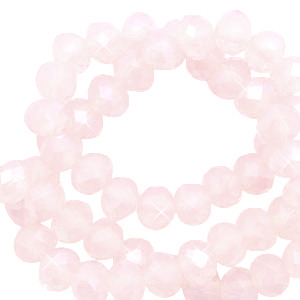 Top Facet kralen 4x3mm disc Soft pink opal-pearl shine coating