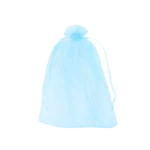 Sieraad zakje organza 9x12cm Light turquoise blue