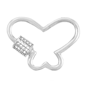 Onderdelen DQ metaal slot zirkonia vlinder Antiek zilver (nikkelvrij)