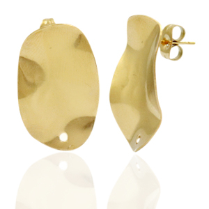 Roestvrij stalen (RVS) Stainless steel oorbellen/oorstekers ovaal met oogje Goud