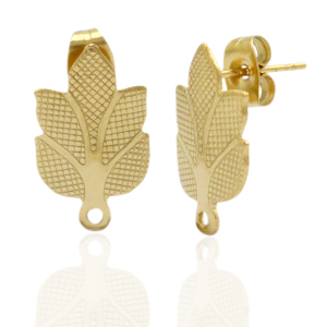 Roestvrij stalen (RVS) Stainless steel oorbellen/oorstekers blad met oogje Goud