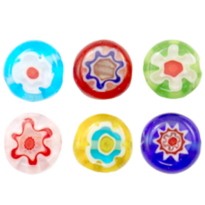 Millefiori kralen disc bloem 8mm Multicolour