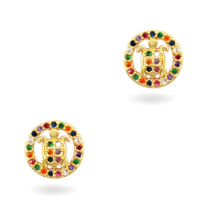 Zirkonia brass elements rainbow turtle Gold