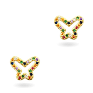 Zirkonia brass elements rainbow butterfly Gold