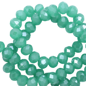 Top Facet kralen 3x2mm disc Light malachite green-pearl shine coating