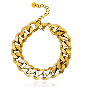 Roestvrij stalen (RVS) Stainless steel schakelarmbanden strass Goud