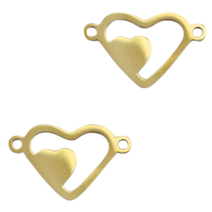 Roestvrij stalen (RVS) Stainless steel bedels/tussenstuk harten Goud