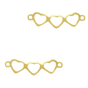 Roestvrij stalen (RVS) Stainless steel bedels/tussenstuk harten Goud